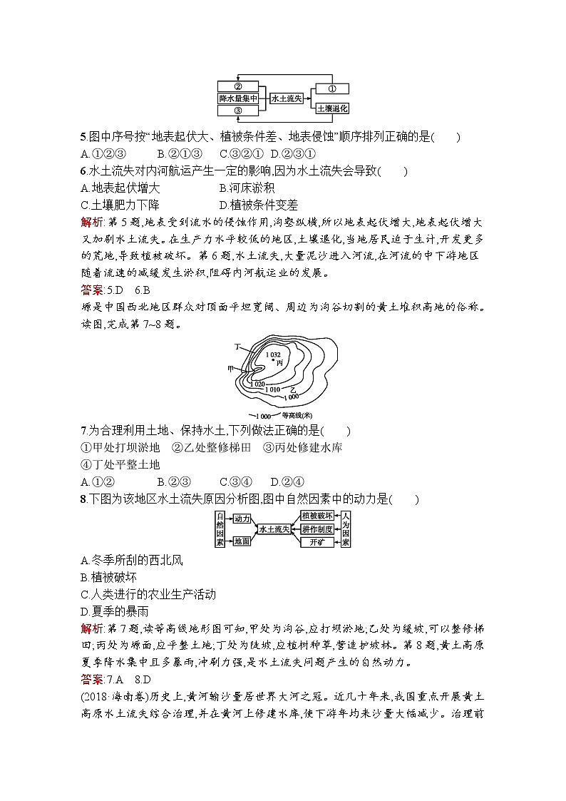 地理鲁教必修3检测：第三单元　第一节　区域水土流失及其治理——以黄土高原为例02