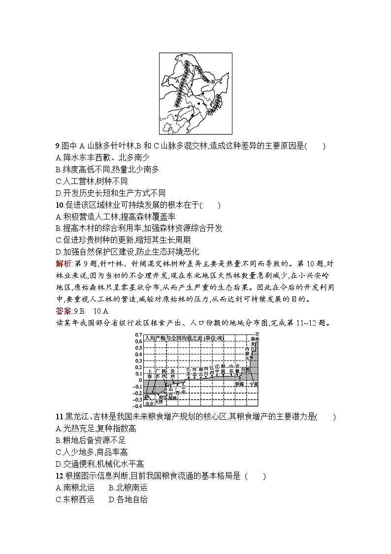 地理鲁教必修3检测：第四单元　第二节　农业与区域可持续发展——以东北地区为例03