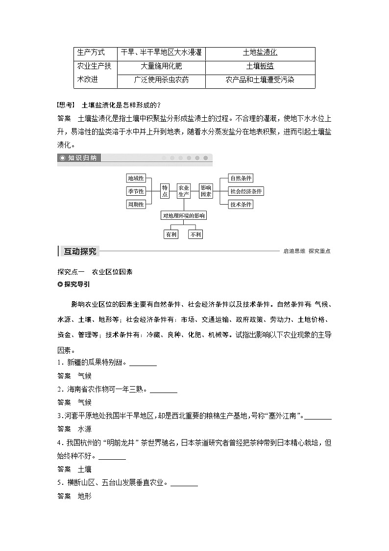 2019-2020学年新素养同步导学鲁教版高中地理必修二老课标版练习：第3单元产业活动与地理环境第一节课时102