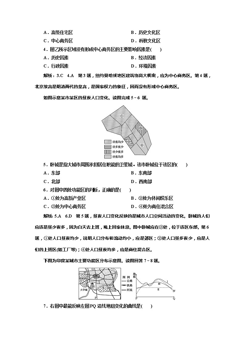 同步鲁教版高中地理必修二培优新方案课时跟踪检测（六）城市空间结构02