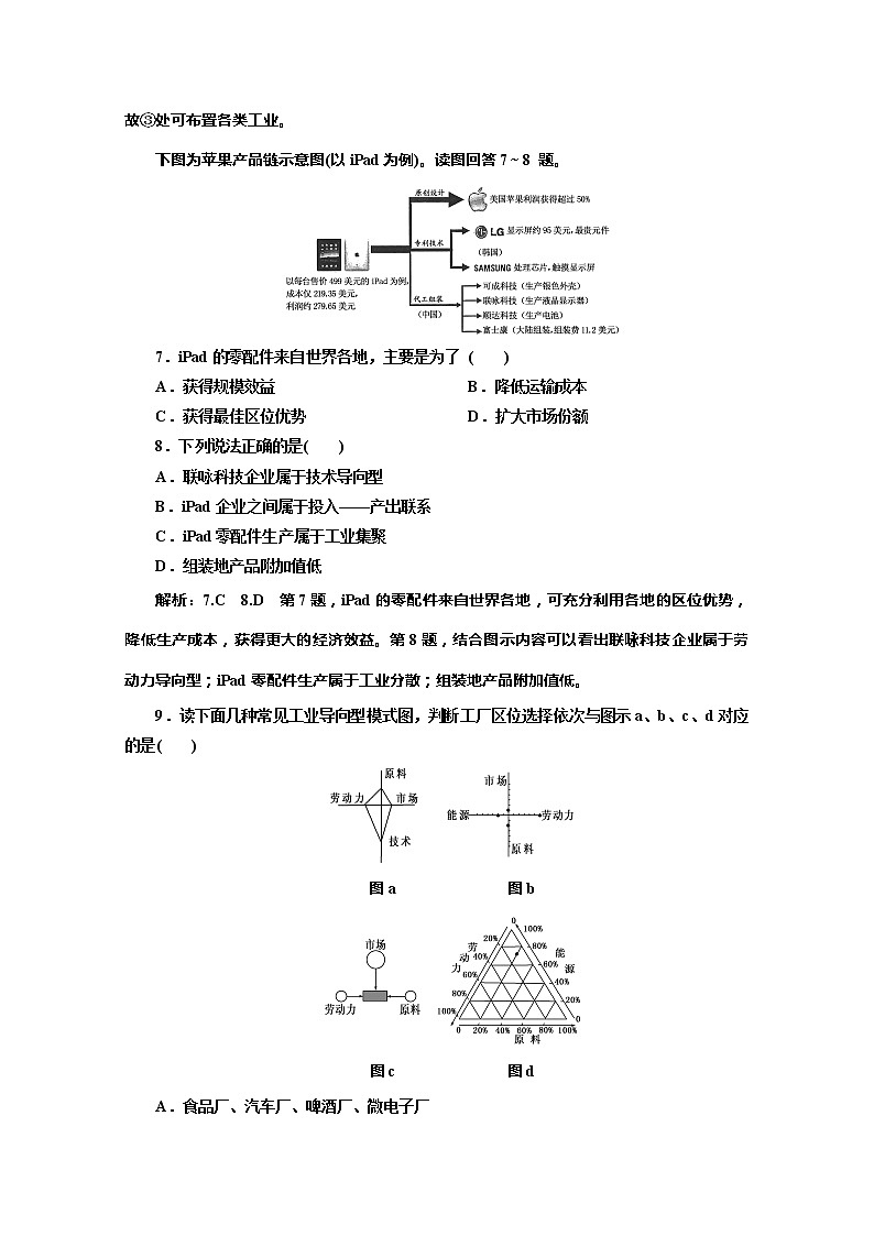 同步鲁教版高中地理必修二培优新方案课时跟踪检测（八）工业生产与地理环境03