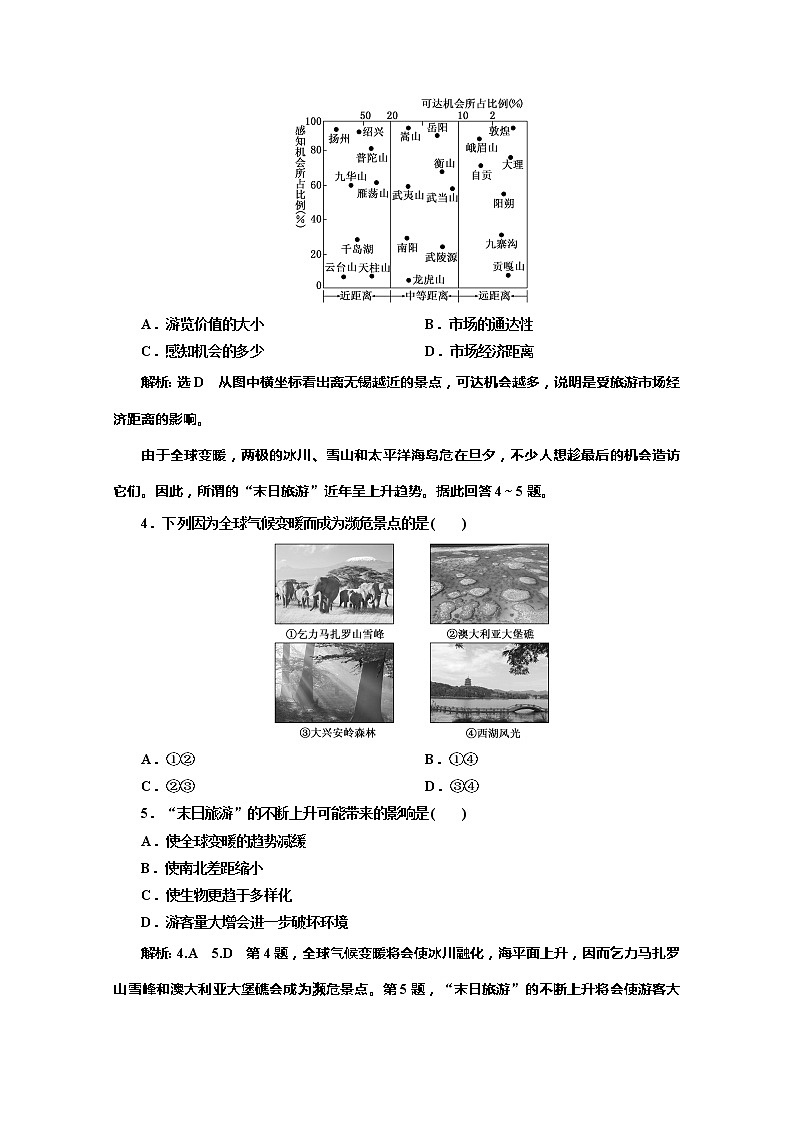 同步鲁教版高中地理必修二培优新方案课时跟踪检测（九）旅游业与地理环境（选学）02