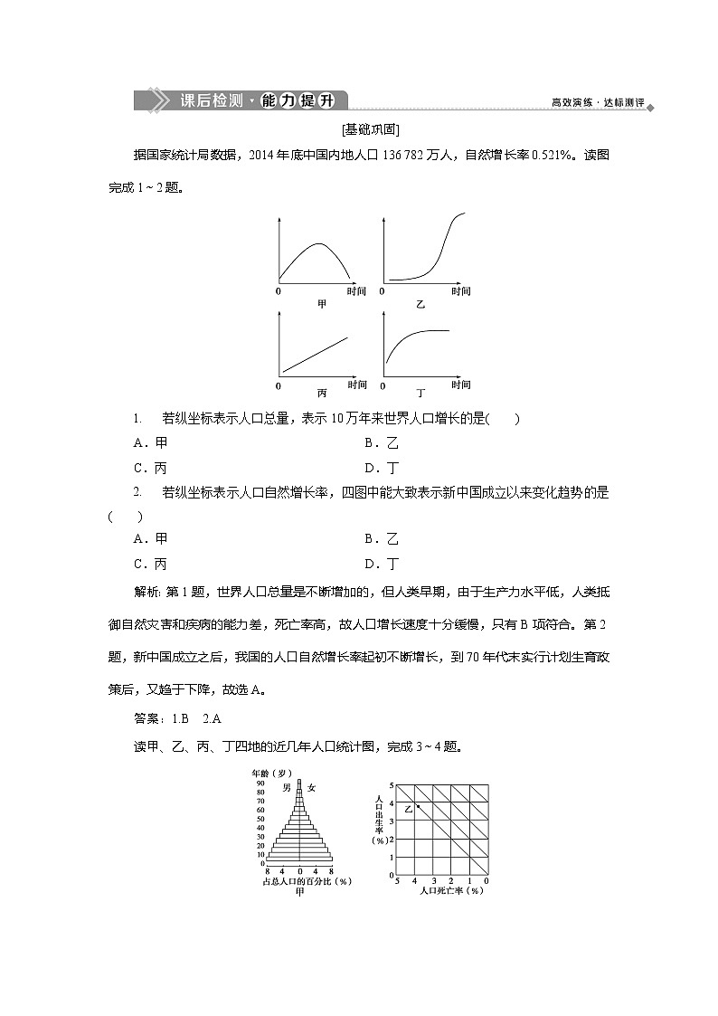 2019-2020学年鲁教版地理必修二新素养同步练习：第一单元单元活动　学用地理统计图01