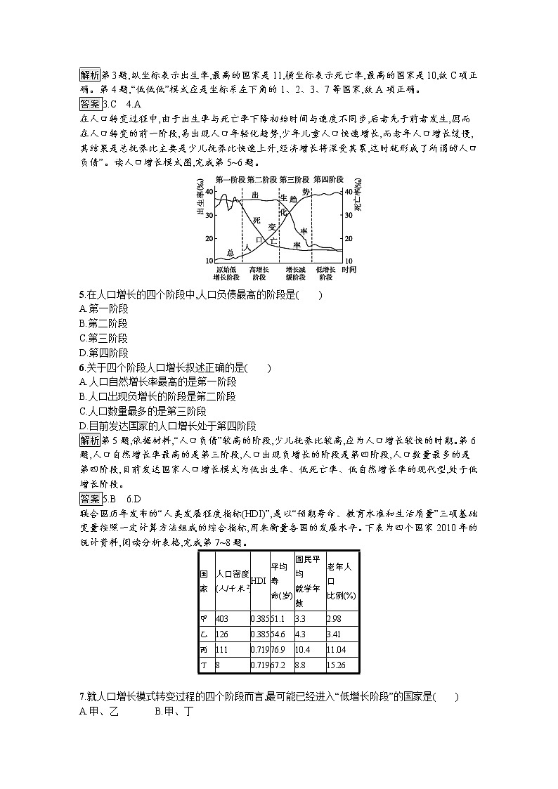 高中地理鲁教版必修2练习：1.1 人口增长与人口问题02