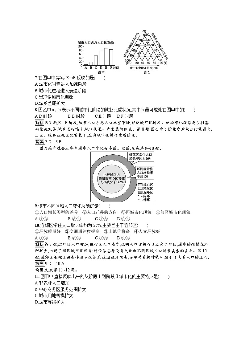 高中地理鲁教版必修2练习：2.1 城市发展与城市化03