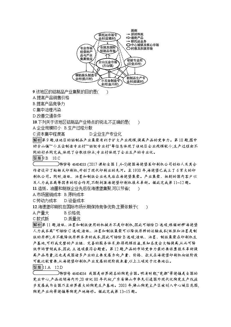 高中地理鲁教版必修2练习：3.2 工业生产与地理环境03