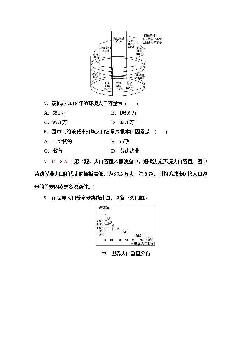 同步鲁教版地理必修二新突破课时分层作业3人口分布与人口合理容量 练习03