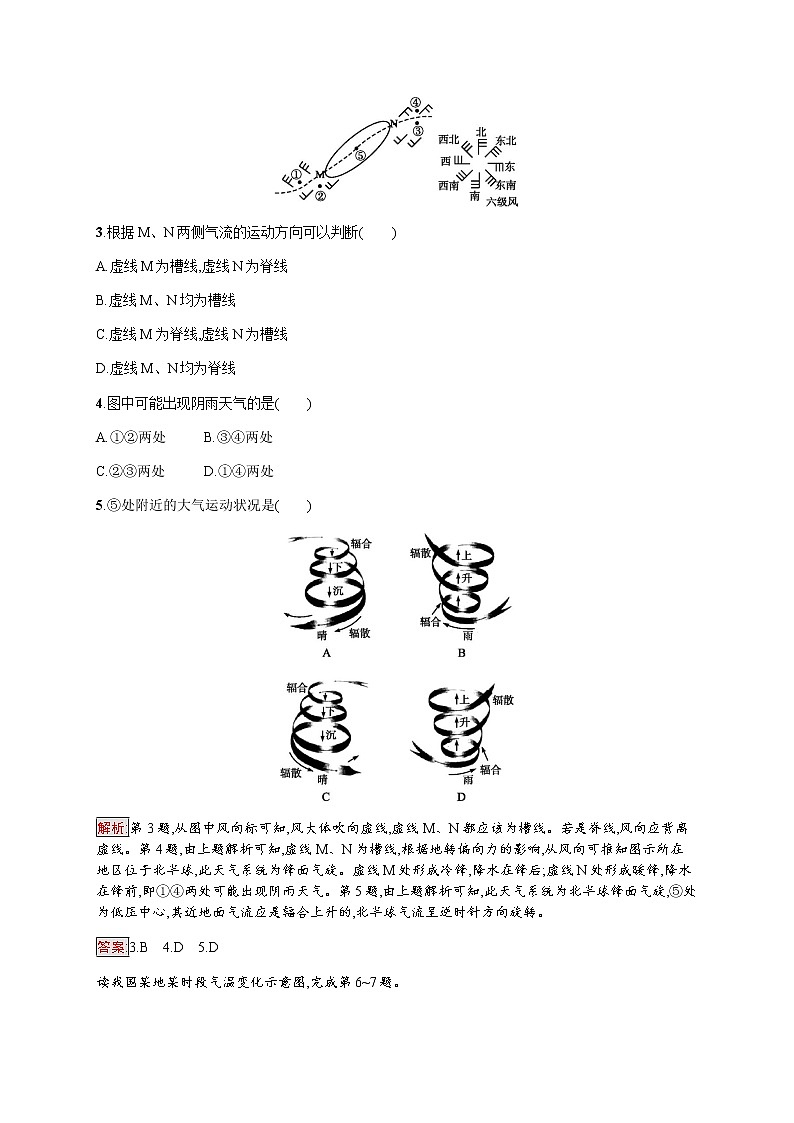 2019-2020学年新培优同步鲁教版高中地理必修一练习：第2单元 第2节 第4课时　常见的天气系统02