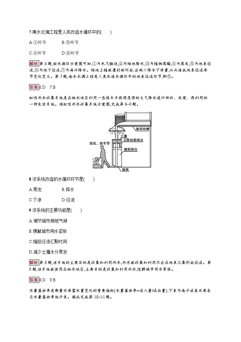 2019-2020学年新培优同步鲁教版高中地理必修一练习：第2单元 第3节 第1课时　水圈的组成　水循环及其地理意义03