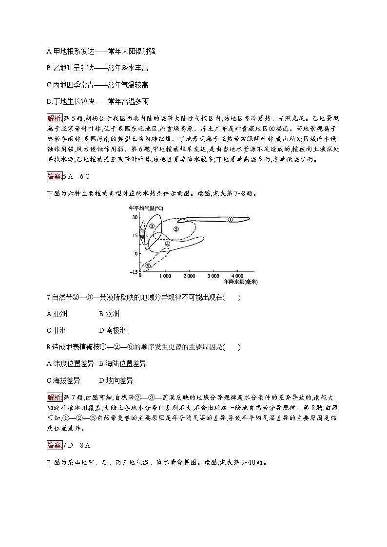 2019-2020学年新培优同步鲁教版高中地理必修一练习：第3单元 第1节　地理环境的差异性03