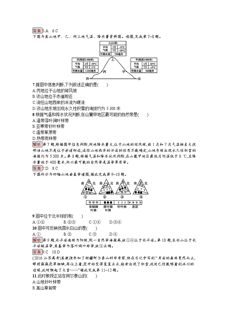 2019-2020学年高中地理鲁教版必修1练习：3.1 地理环境的差异性03