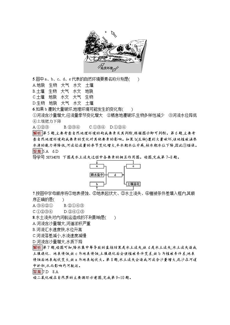 2019-2020学年高中地理鲁教版必修1练习：3.2 地理环境的整体性02