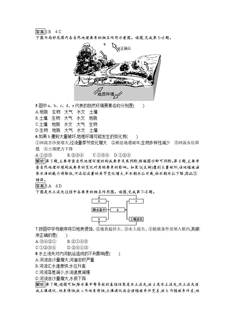 2019-2020学年高中地理鲁教版必修1同步：3.2地理环境的整体性 试卷02
