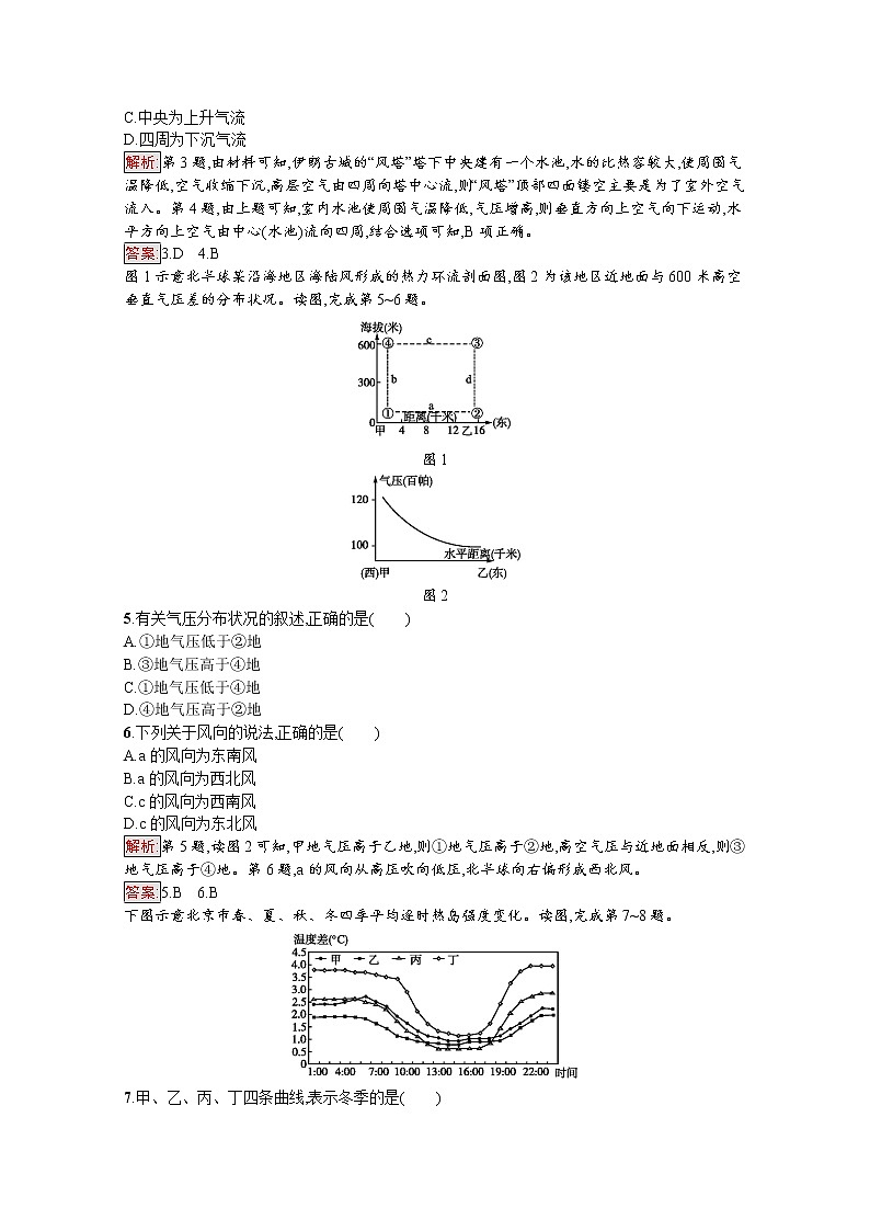 2019-2020学年地理鲁教必修1检测：第2单元第2节第2课时　大气的运动02