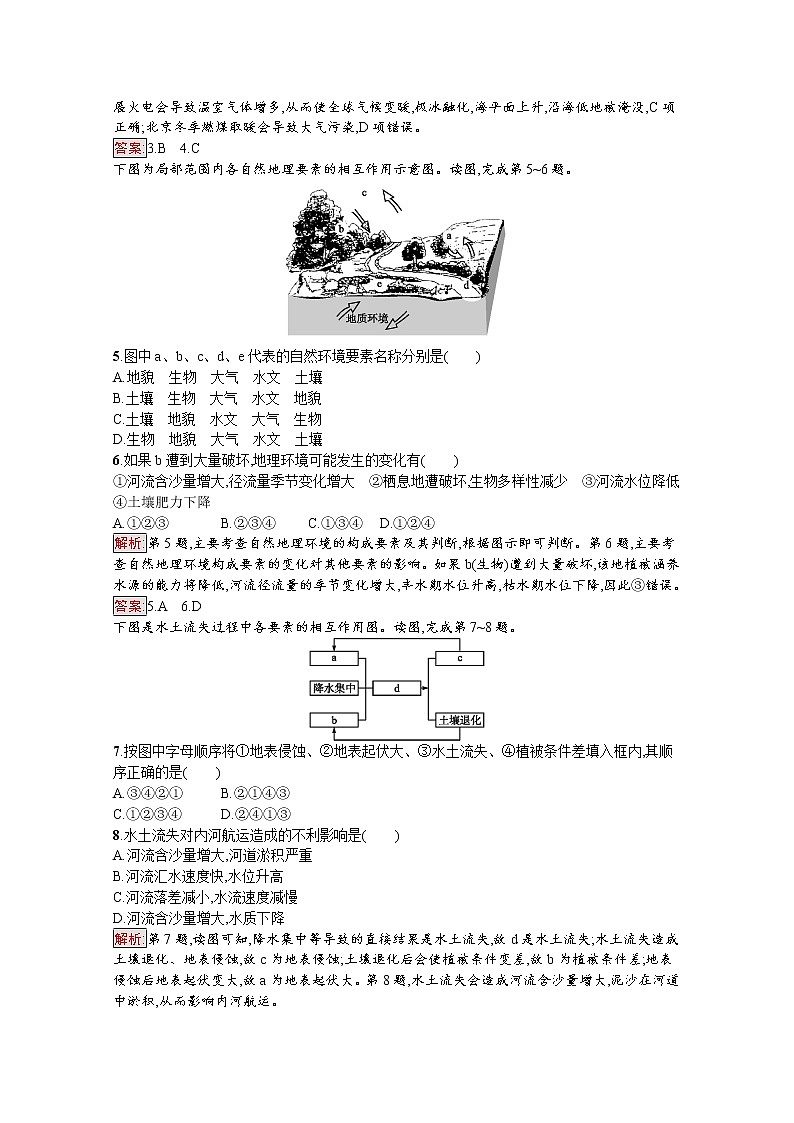 2019-2020学年地理鲁教必修1检测：第3单元第2节　地理环境的整体性02