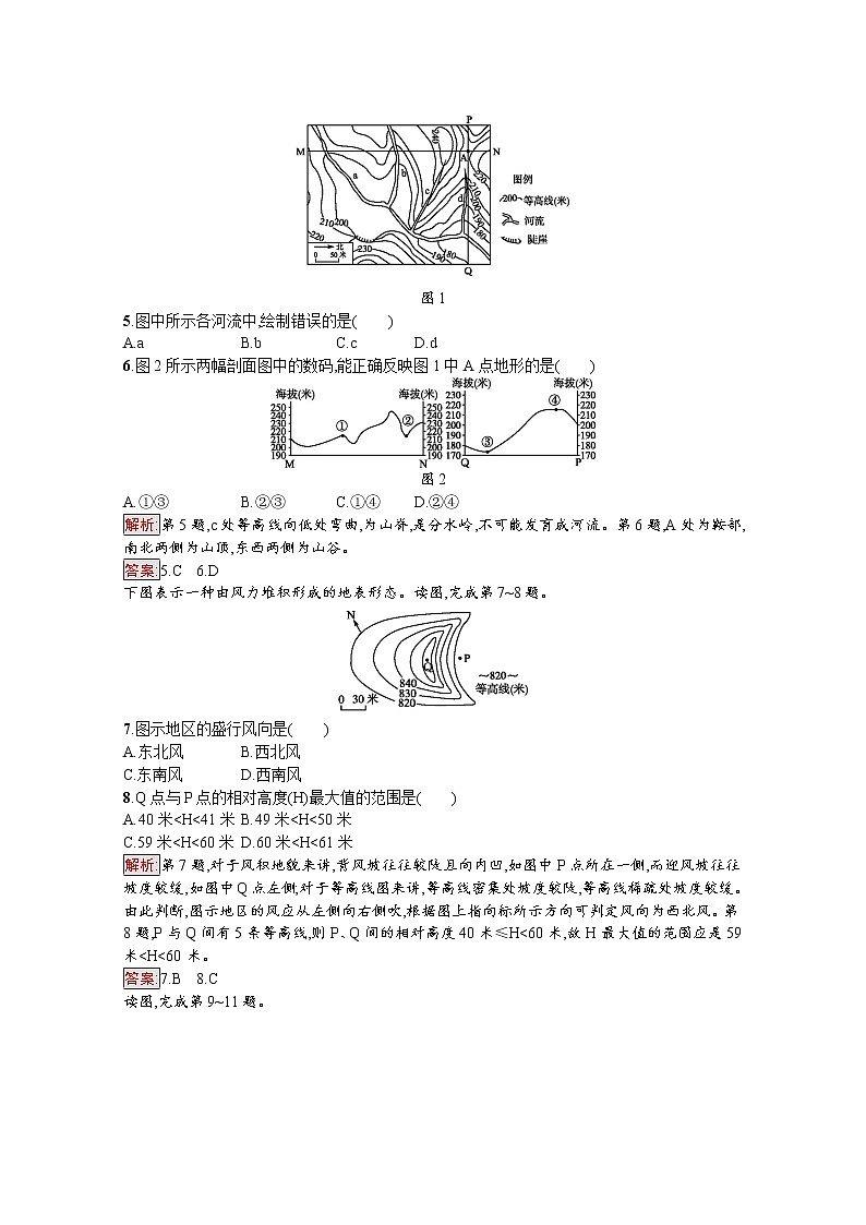 2019-2020学年地理鲁教必修1检测：单元活动　学会应用地形图02