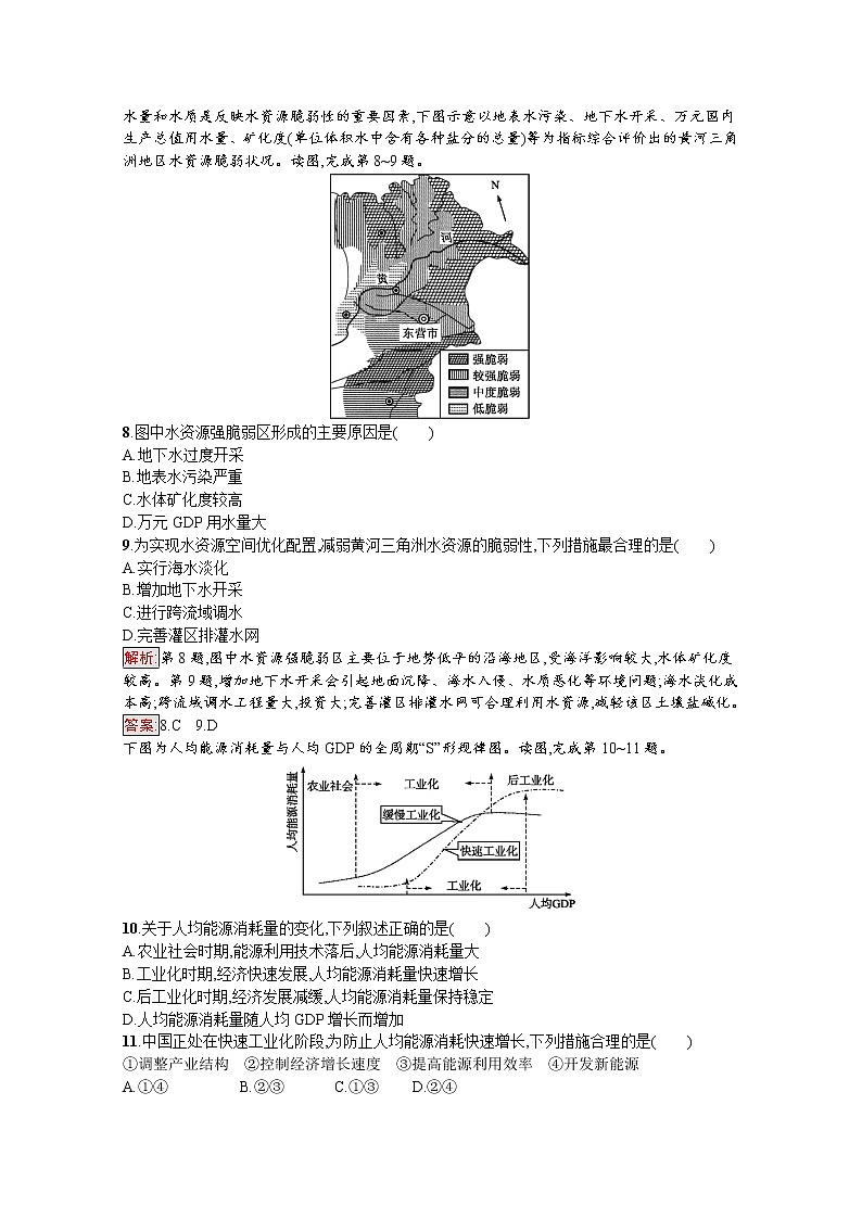 2019-2020学年地理鲁教必修1检测：第4单元第1节　自然资源与人类03