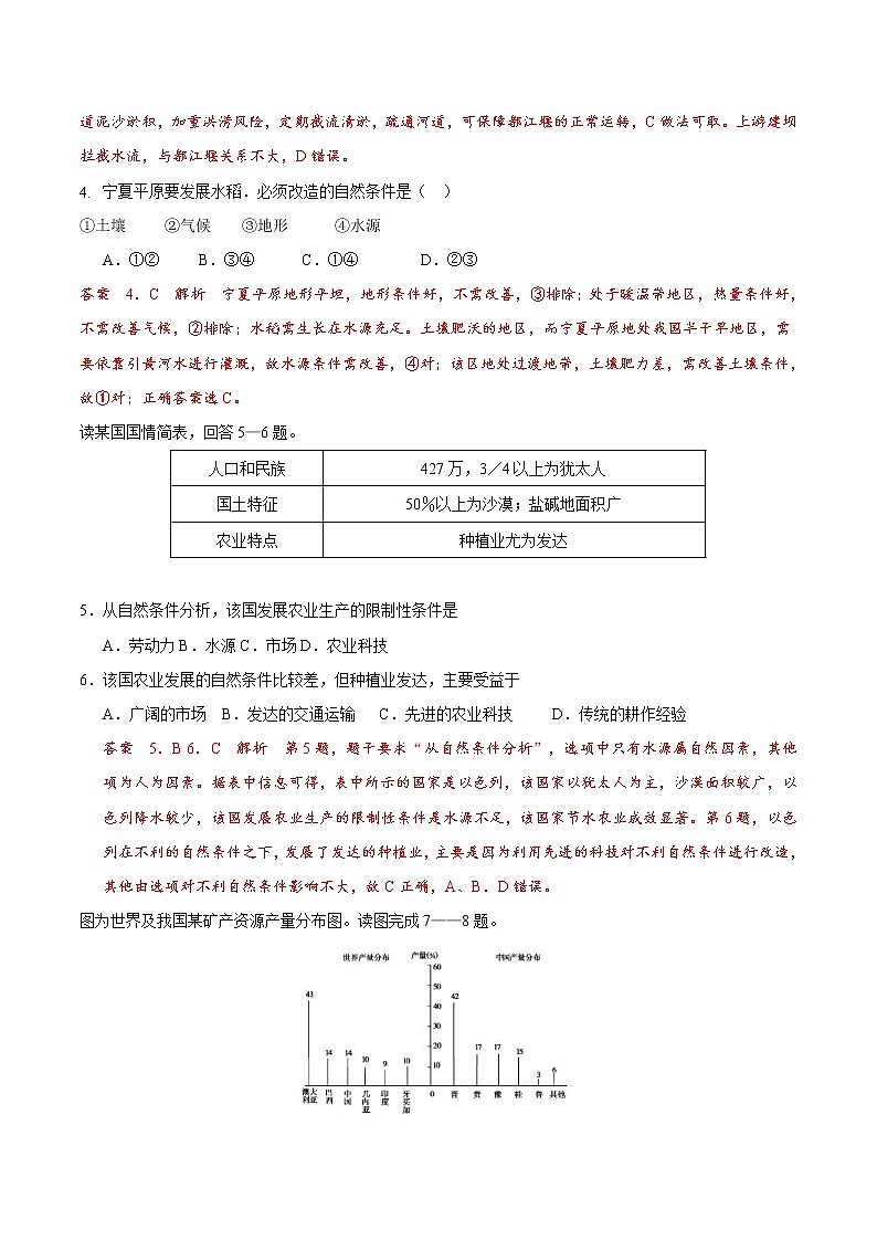 2.1区域发展的自然环境基础（解析版） 试卷02