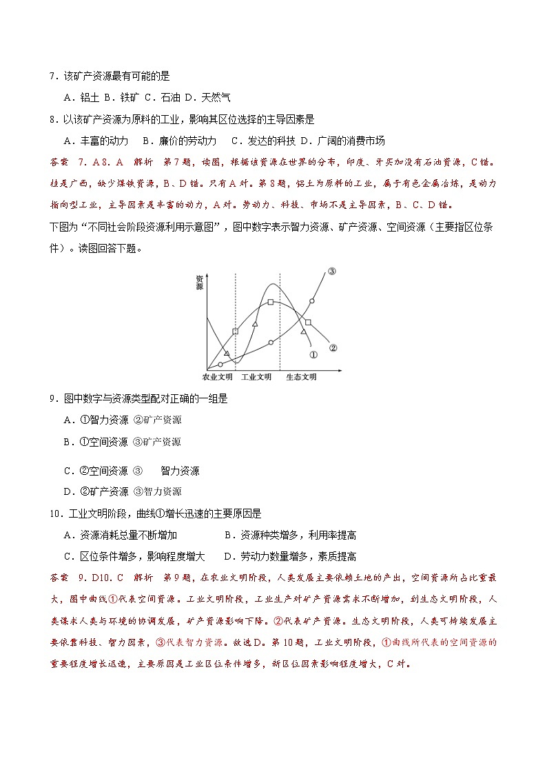 2.1区域发展的自然环境基础（解析版） 试卷03