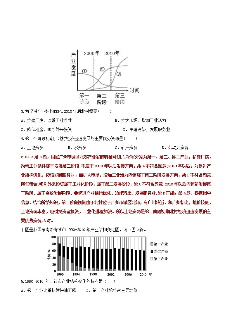 3.2地区产业结构变化（练习）（解析版）02