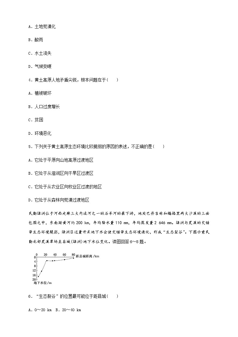 【新教材精创】2.2生态脆弱区的综合治理 同步练习（原卷版)02