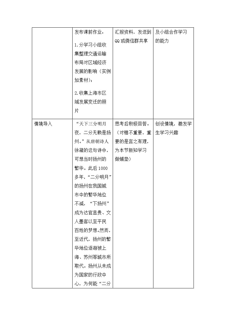 《第二节 交通运输布局对区域发展的影响》优秀教案教学设计02