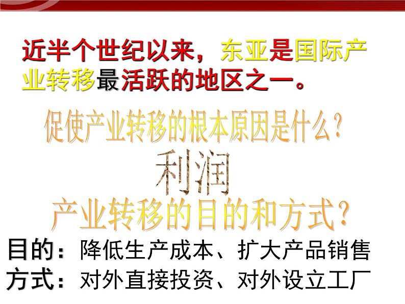 高中地理新人教版必修三：5.2产业转移--以东亚为例课件07