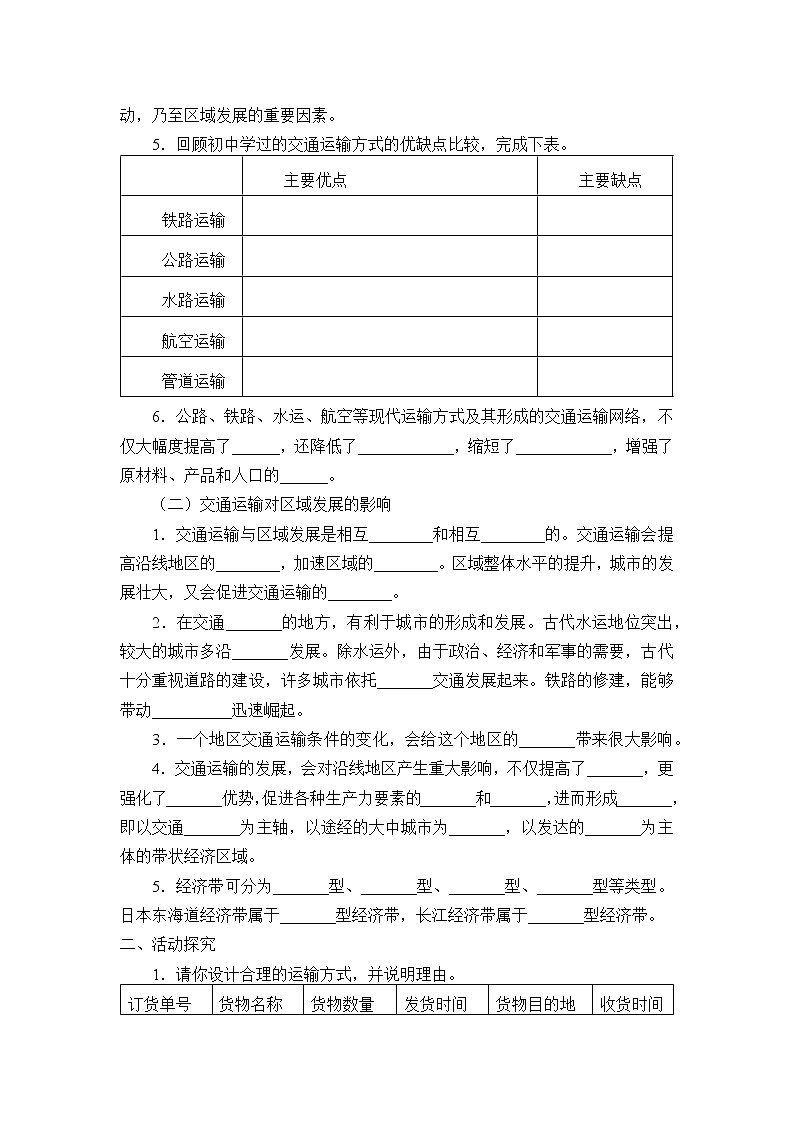 第一节《交通运输与区域发展》PPT课件＋教案＋学案 湘教版高中地理必修二02