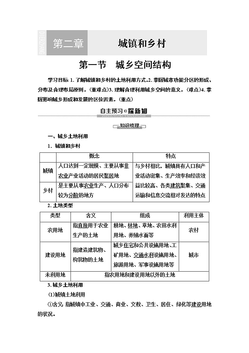 第2章 第1节《城乡空间结构》PPT课件＋学案+作业 湘教版高中地理必修二01