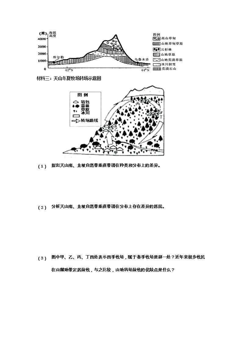 河北省沧州市第一中学2020年高三地理寒假作业：山地垂直自然带（正月十五） 练习02
