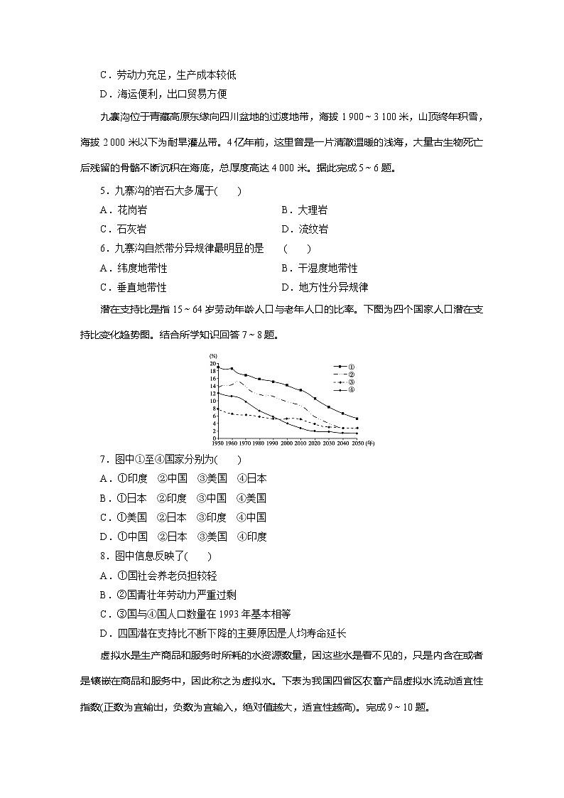 2020版高考地理大三轮复习浙江专用版练习：12考前仿真模拟卷（十二）02
