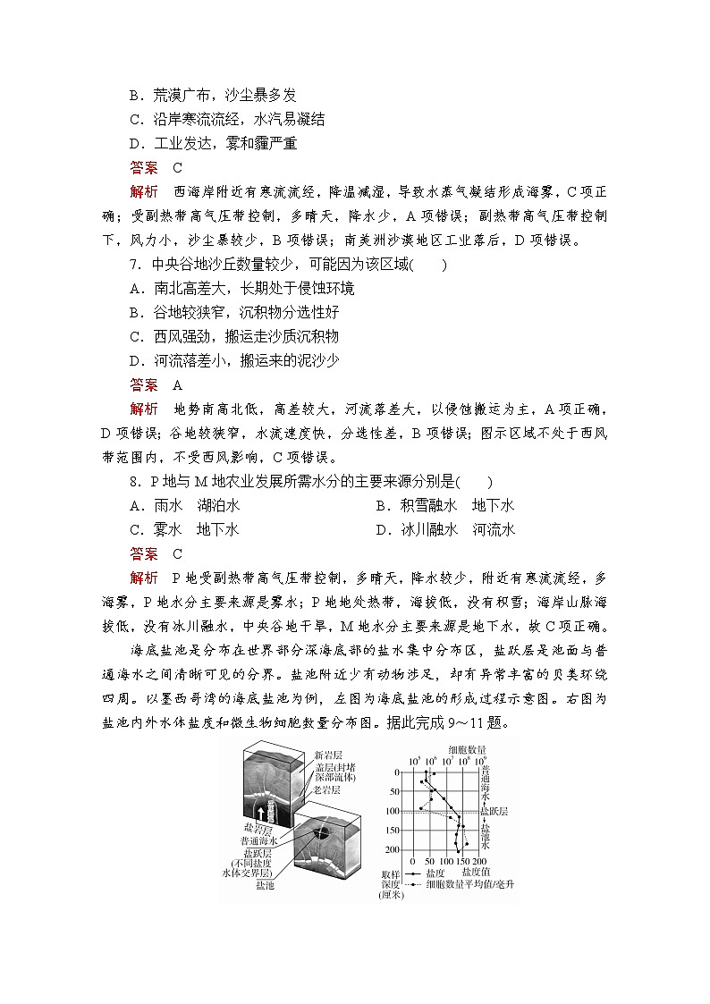 2020版高考地理三轮专题培优教程全国通用版检测：第二编专题二地理图表综合检测03