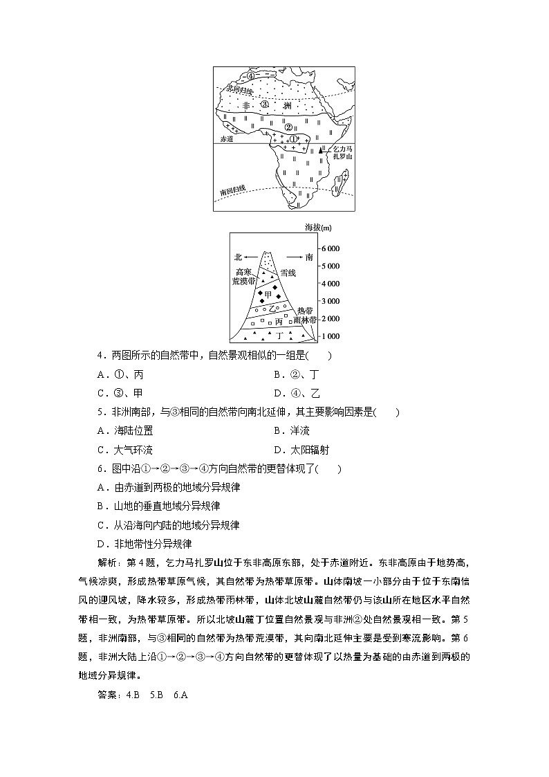 2019-2020学年高中地理人教版必修1检测：第五章第二节　自然地理环境的差异性02