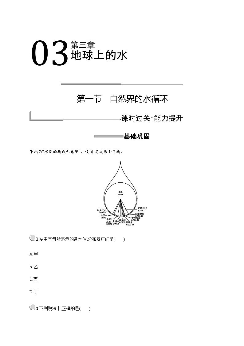 2019-2020学年新培优同步人教版地理必修一练习：第三章　第一节　自然界的水循环第1页