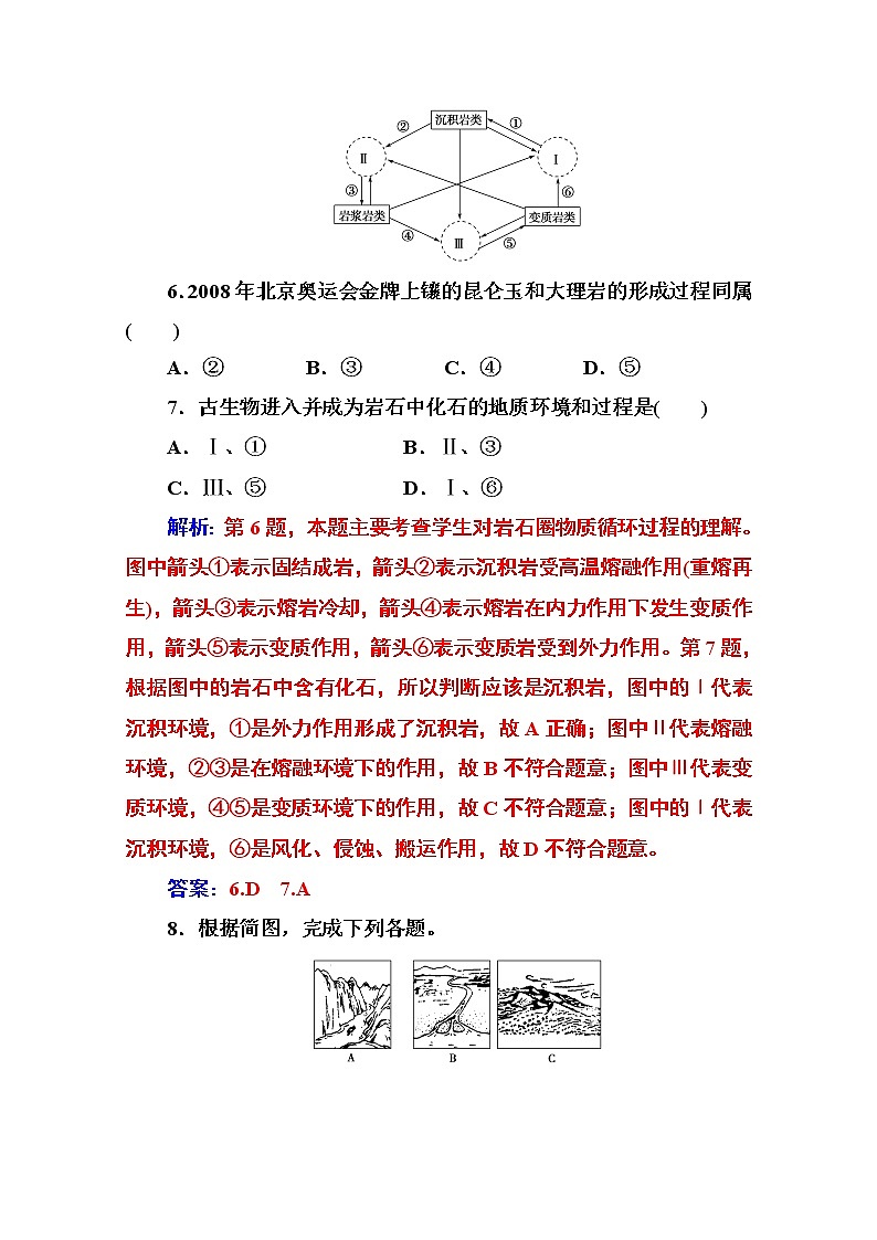 2019秋金版学案地理必修1（人教版）练习：第四章第一节 营造地表形态的力量03