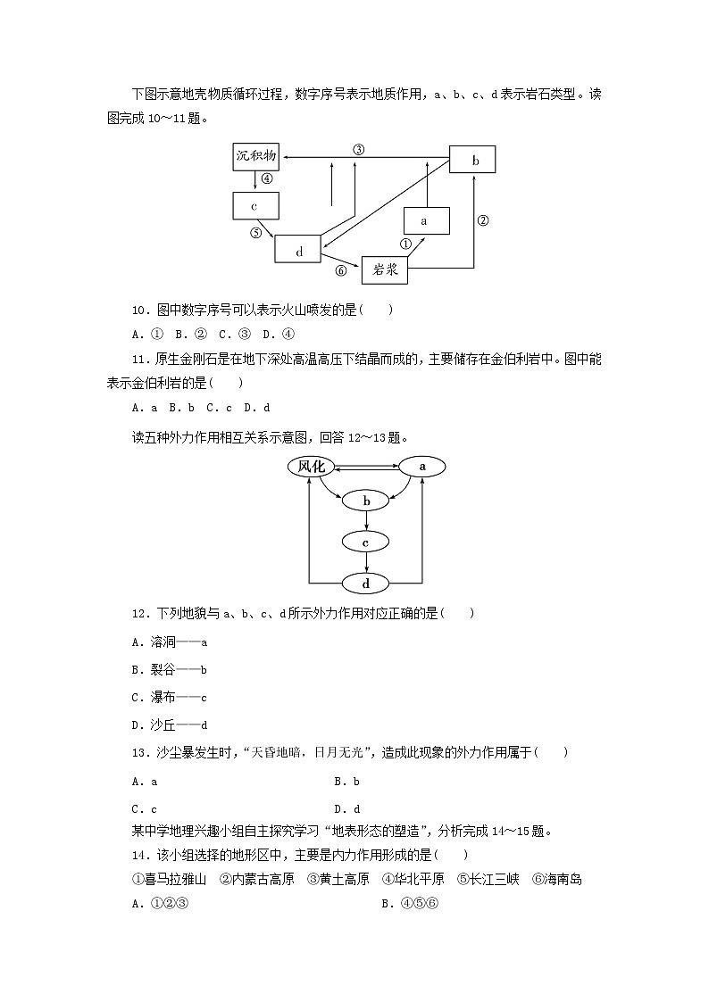 2019秋新高一人教版地理必修一精练：4.1营造地表形态的力量课后作业1第3页