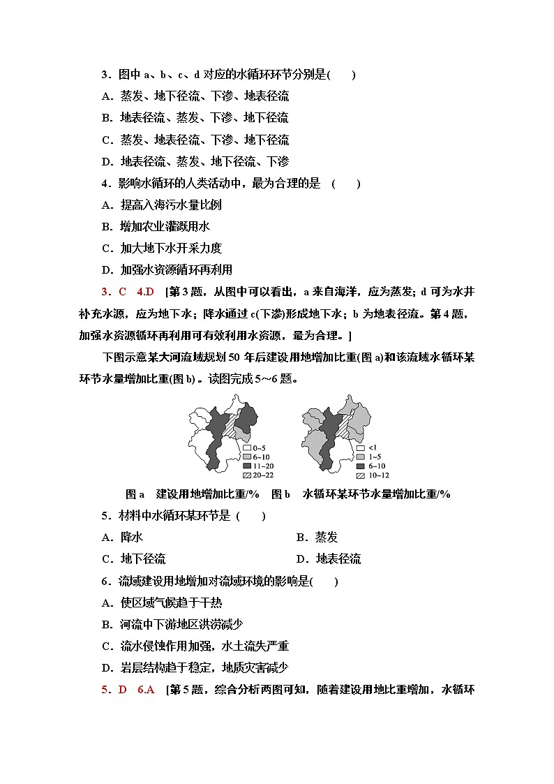 2020-2021学年地理人教版必修1课时分层作业12　自然界的水循环第2页