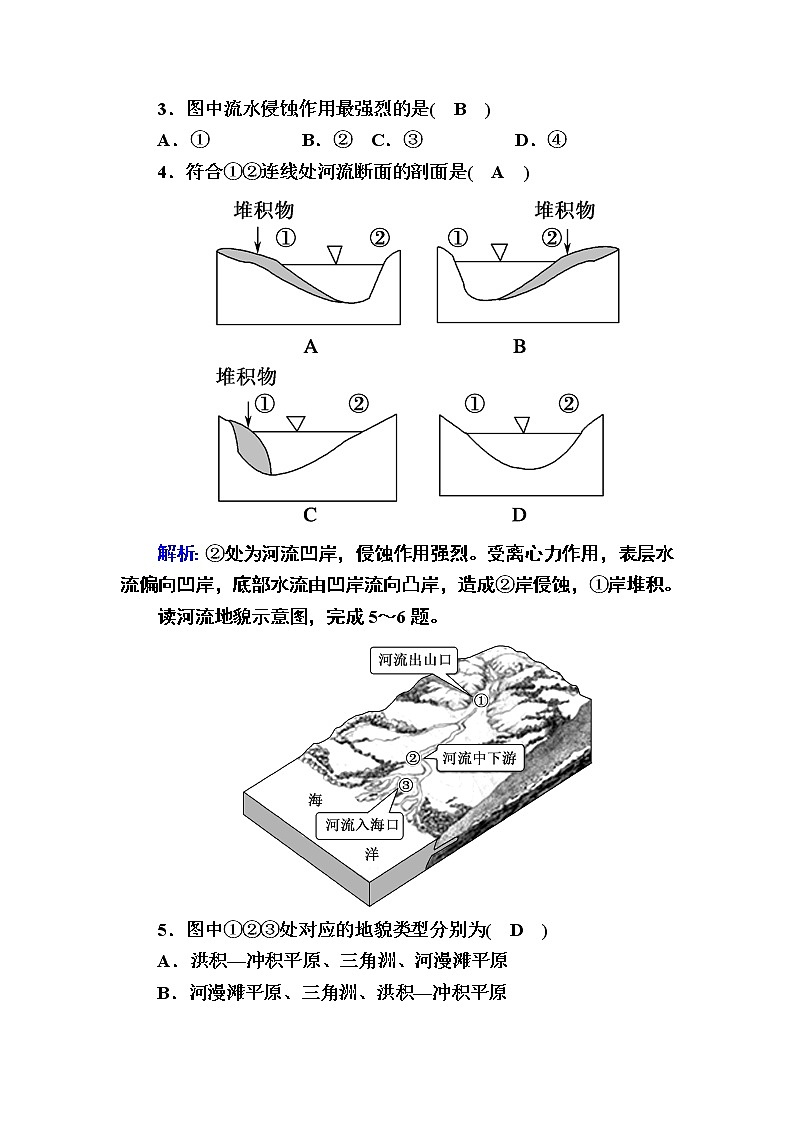 2020-2021学年高一地理人教版必修1课后练案：4-3河流地貌的发育第2页
