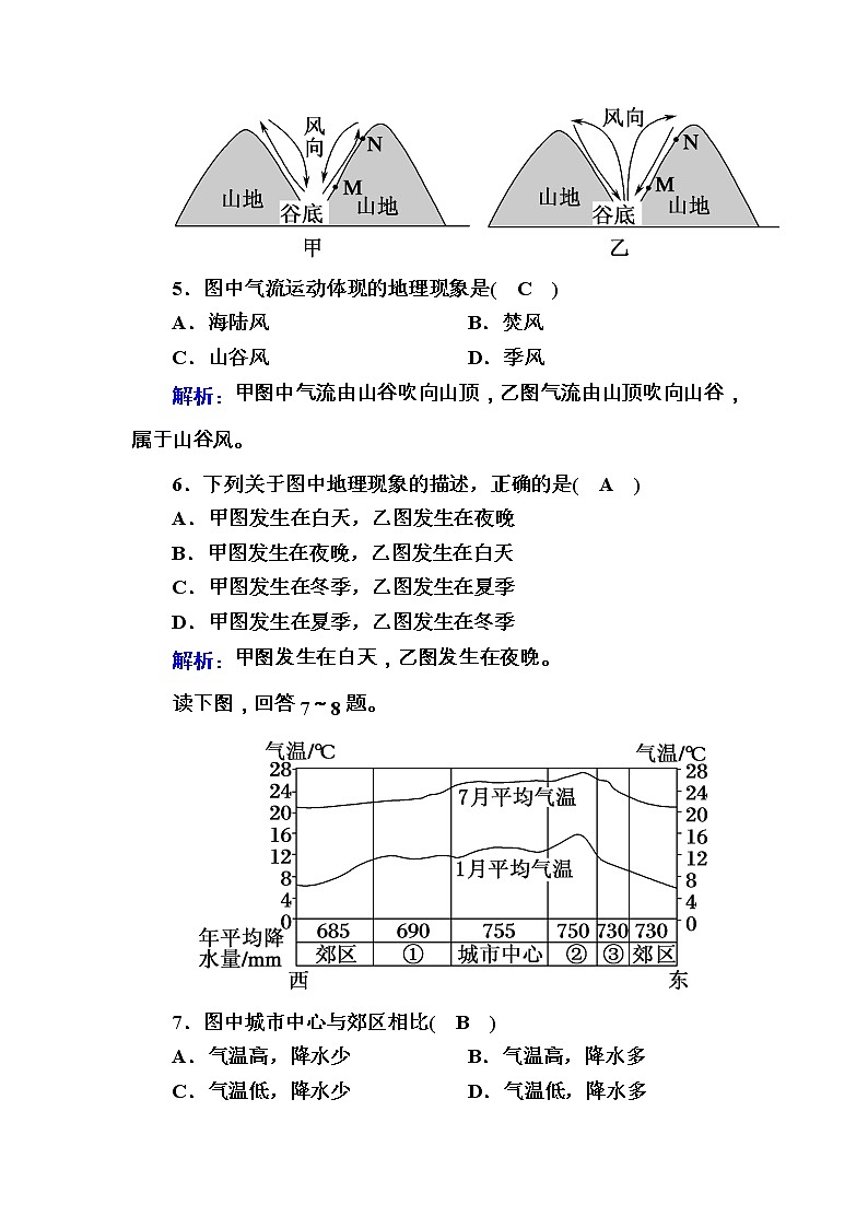 2020-2021学年高中地理人教版必修1课时作业2-1-1大气的受热过程与热力环流第3页