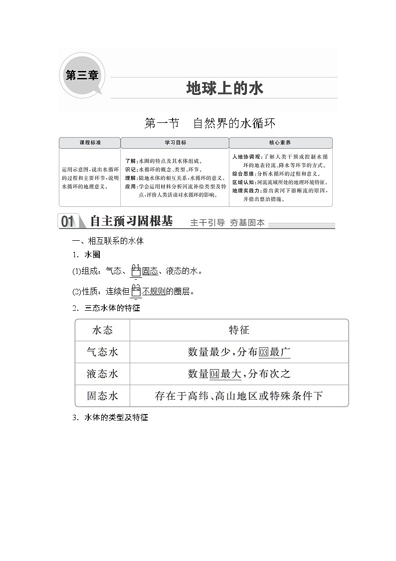 2020地理同步导学提分教程人教必修一讲义+测试：第三章地球上的水第一节02
