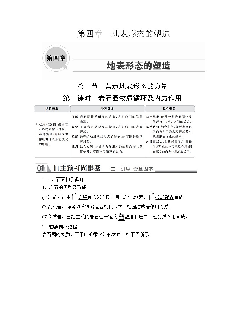 2020地理同步导学提分教程人教必修一讲义+测试：第四章地表形态的塑造第一节第一课时01