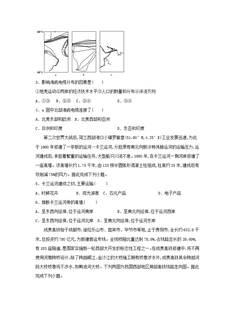 2018-2019学年高一下学期人教版地理必修2 第五章 交通运输布局及其影响单元精练02