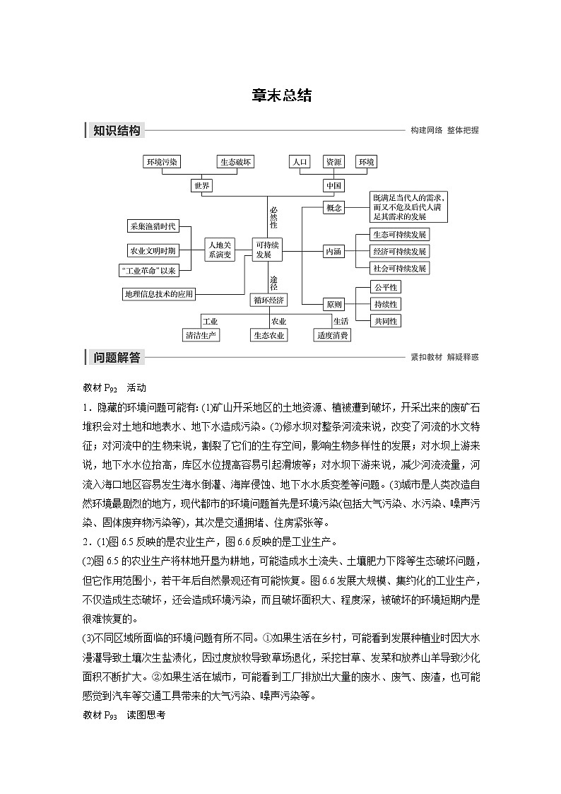 2019-2020年新素养同步导学人教版高中地理必修2（京津等课改地区版）第6章章末总结 试卷01