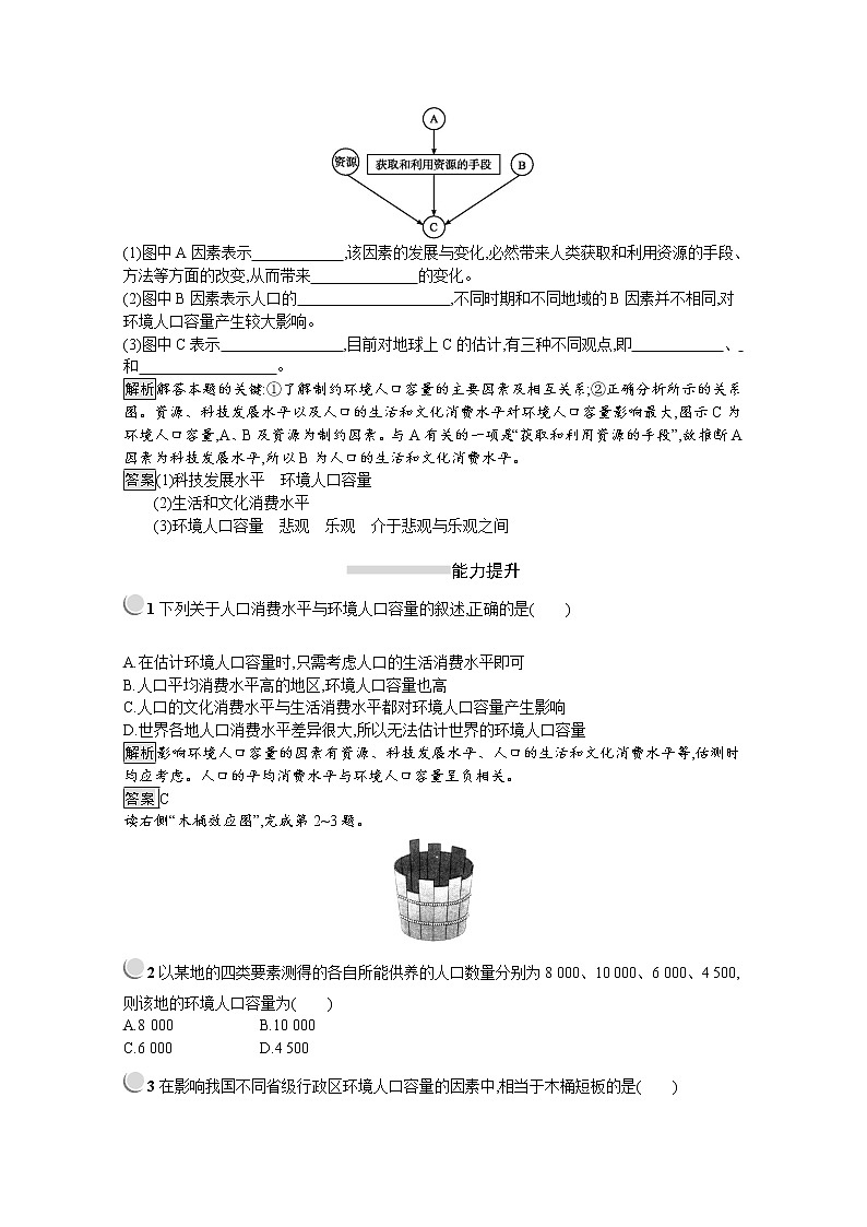 2019-2020学年地理人教版必修2习题：第1章第3节　人口的合理容量03