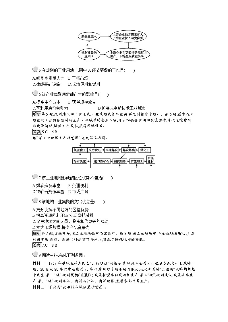 2019-2020学年地理人教版必修2习题：第4章第2节　工业地域的形成02