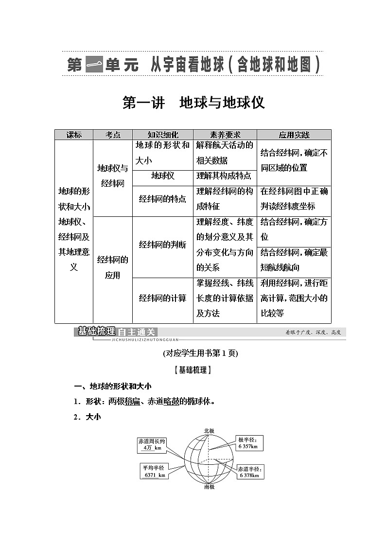 鲁教版2021版高考地理一轮复习新高考 第一单元　从宇宙看地球(含地球和地图) PPT课件+练习+学案01