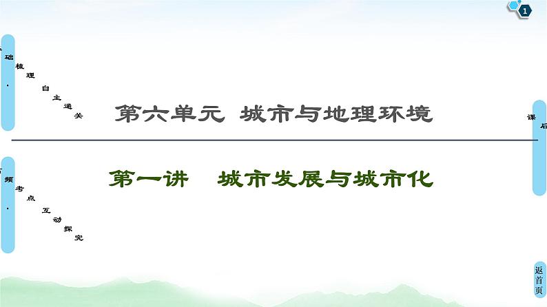 鲁教版2021版高考地理一轮复习新高考 第六单元　城市与地理环境　PPT课件+练习+学案01