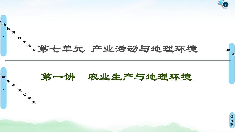 鲁教版2021版高考地理一轮复习新高考 第七单元　产业活动与地理环境　PPT课件+练习+学案01