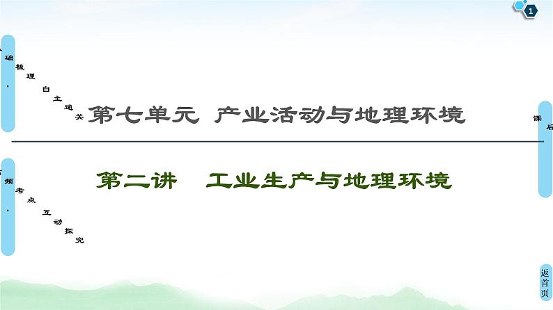 鲁教版2021版高考地理一轮复习新高考 第七单元　产业活动与地理环境　PPT课件+练习+学案01