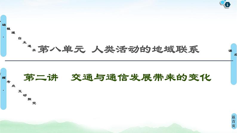 鲁教版2021版高考地理一轮复习新高考 第八单元　人类活动的地域联系　PPT课件+练习+学案01